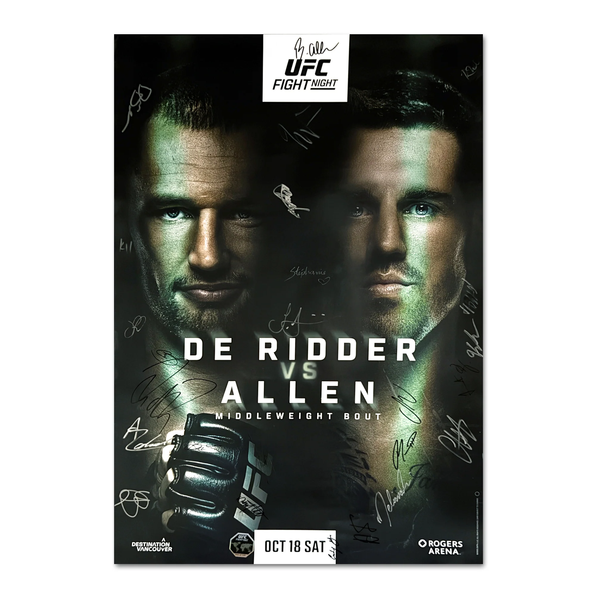UFC Fight Night: De Ridder vs Allen Autographed Event Poster - Image 5