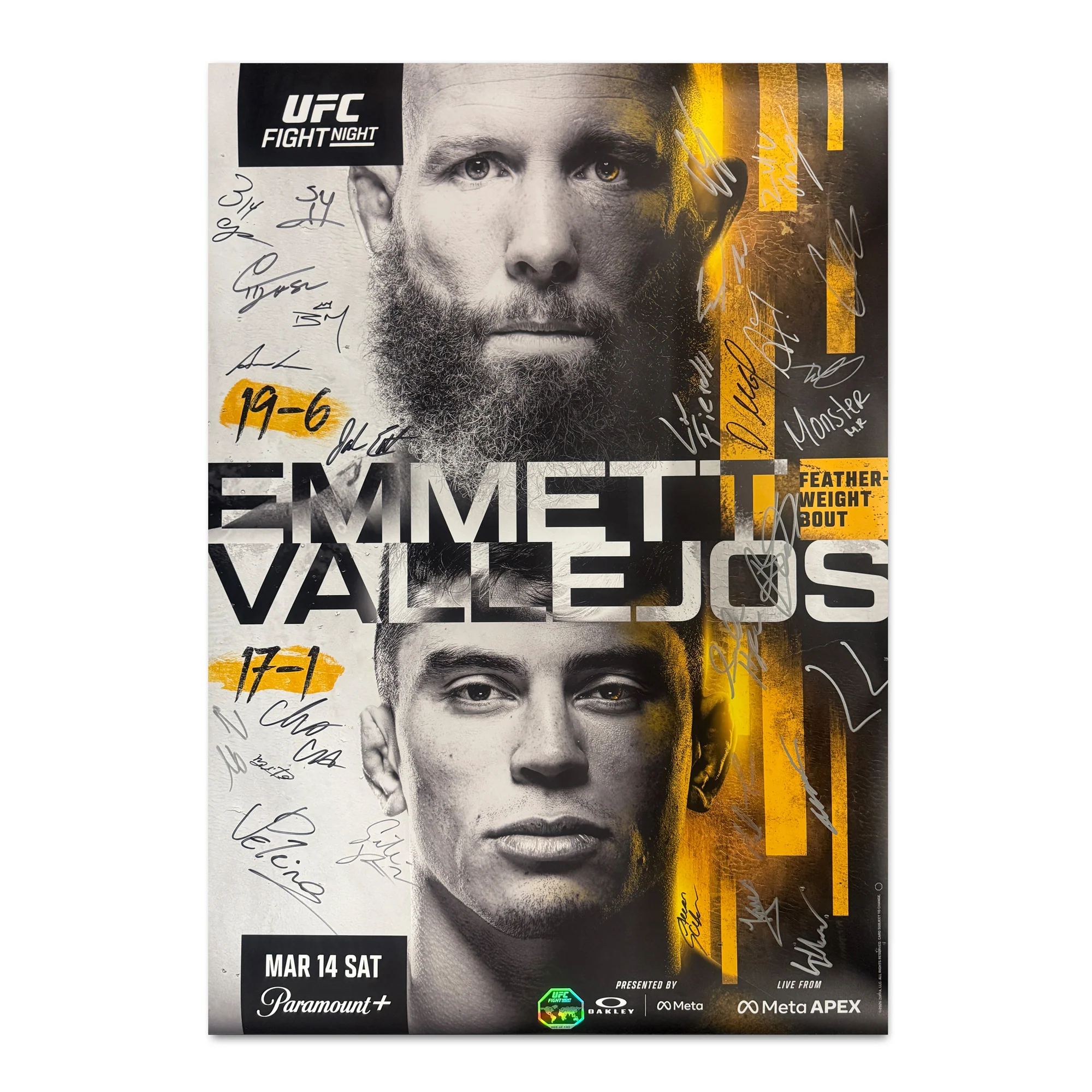 UFC Fight Night: Emmett vs Vallejos Autographed Event Poster - Image 3