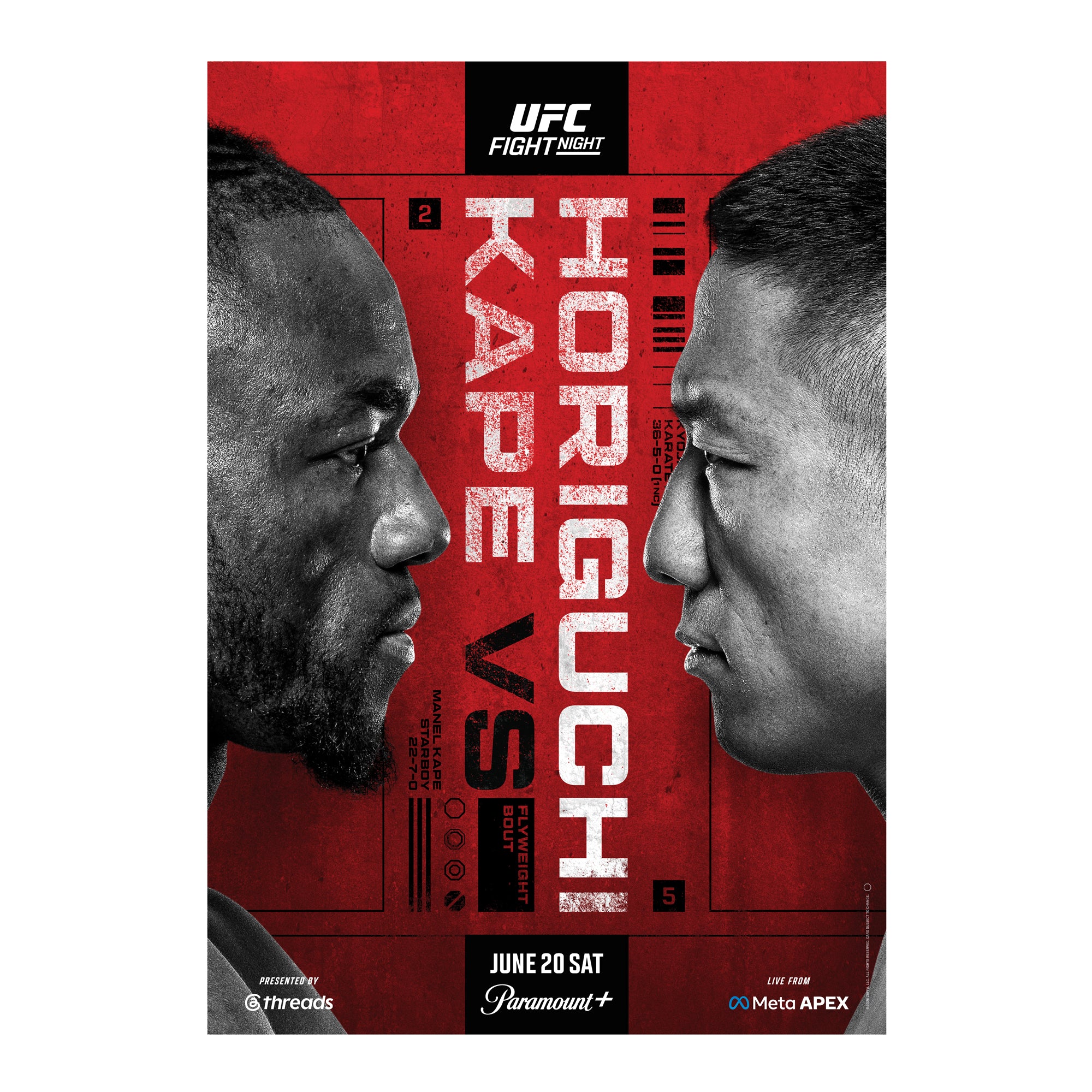 UFC Fight Night: Kape vs Horiguchi Autographed Event Poster - Image 3