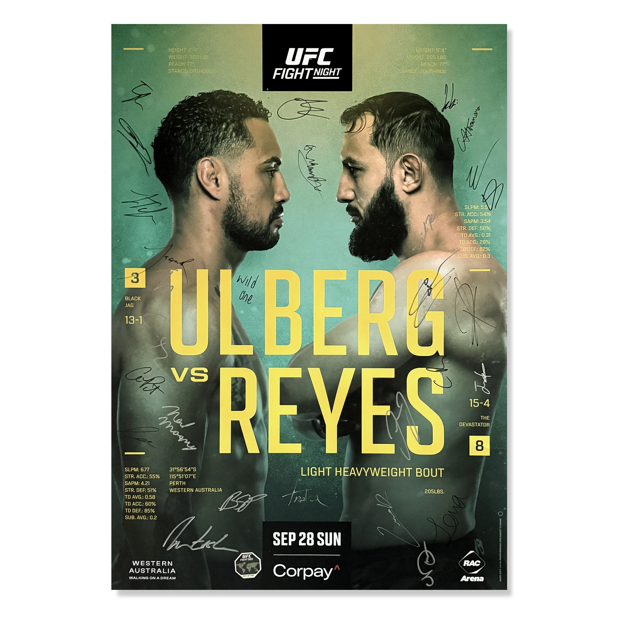 UFC Fight Night: Ulberg vs Reyes Autographed Event Poster - Image 7